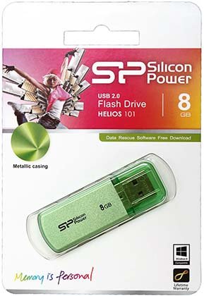 Флэш-накопитель Silicon Power Helios 101, 8 Gb, корпус зеленый