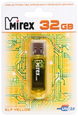 Флэш-накопитель Mirex Elf, 32Gb, USB 2.0, корпус прозрачно-желтый