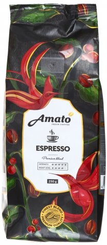 Кофе натуральный в зернах Amato Espresso, 250 г, сильнообжаренный 