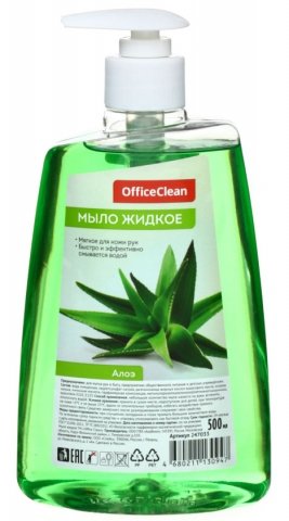 Мыло жидкое OfficeClean (с дозатором) 500 мл, «Алоэ»