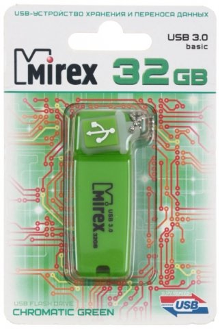 Флэш-накопитель Mirex Chromatic 3.0, 32Gb, корпус зеленый