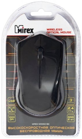 Мышь компьютерная Mirex MWM001BK, беспроводная, черная