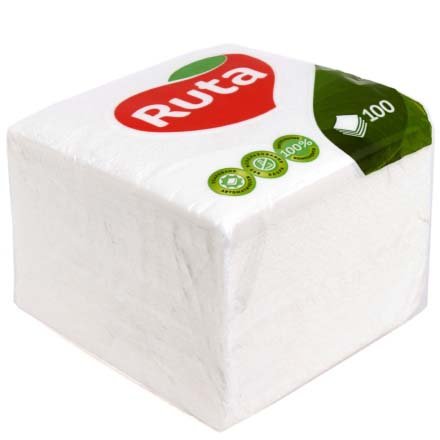 Салфетки сервировочные Ruta, 24*24 см, 100 шт., белые Салфетки сервировочные Ruta, 24*24 см, 100 шт., белые
