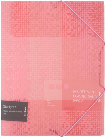 Папка пластиковая на резинке Berlingo Starlight S толщина пластика 0,6 мм, розовая с рисунком
