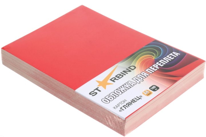 Обложки для переплета картонные Starbind (А4) А4, 100 шт., 250 г/м², глянцевые красные