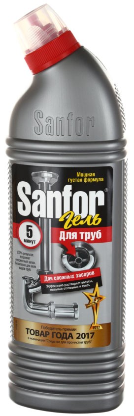 Средство для чистки канализационных труб Sanfor, 750 мл Средство для чистки канализационных труб Sanfor, 750 мл