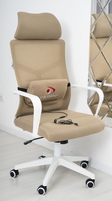 Кресло офисное вибромассажное Calviano Milan Air для персонала, обивка — бежевая сетка Кресло офисное вибромассажное Calviano Milan Air для персонала, обивка — бежевая сетка