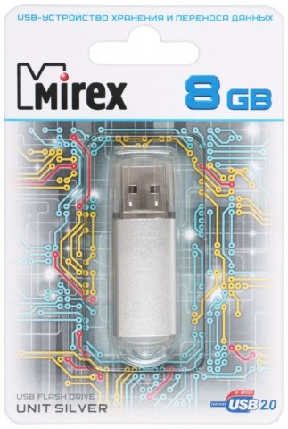 Флэш-накопитель Mirex Unit, 8Gb, корпус серебристый