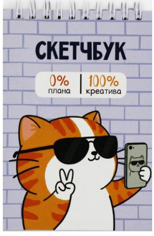 Скетчбук на гребне Sima-Land (А6), 100*150 мм, 80 л., «Котик» Скетчбук на гребне Sima-Land (А6), 100*150 мм, 80 л., «Котик»
