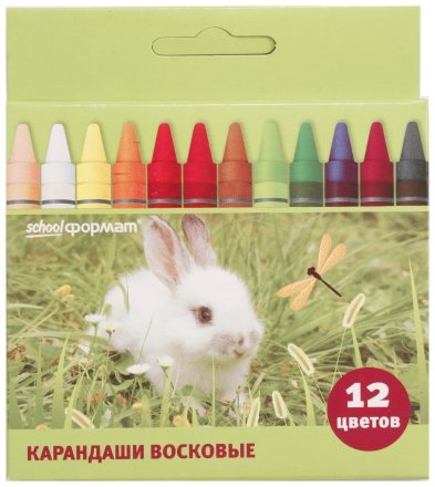 Карандаши восковые «Домашние любимцы», 12 цветов, 12 шт., диаметр 8 мм, длина 90 мм