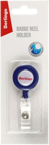 Держатель для бейджа с клипом и рулеткой Berlingo, синий