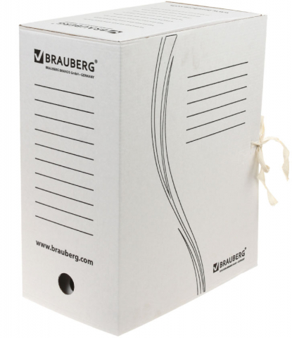 Короб архивный из гофрокартона на завязках Brauberg Standard, корешок 150 мм, 260*325*150 мм, белый