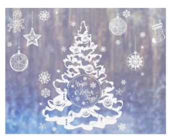 Наклейка на стекло Sima-Land, 33*50 см, «Зимняя ёлочка» (многоразовая)