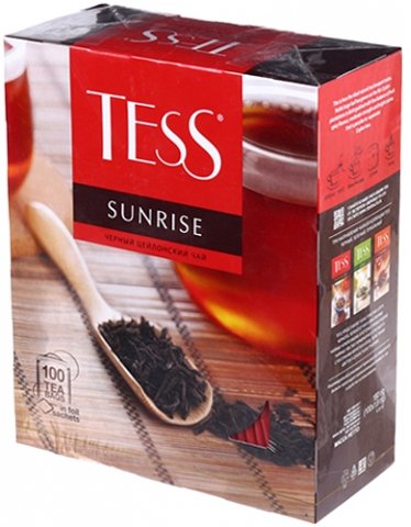 Чай Tess, 180 г, 100 пакетиков, Sunrise, чай черный 