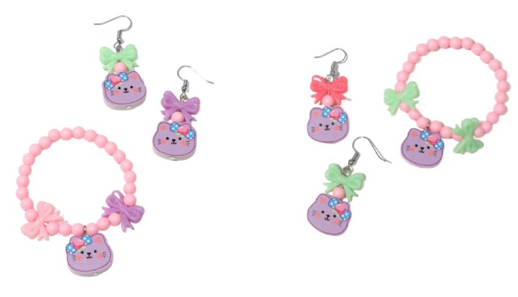 Набор детской бижутерии «Выбражулька» серьги и браслет, цвета ассорти