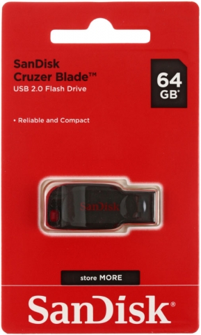 Флэш-накопитель SanDisk Cruzer Blade, 64Gb, корпус черно-красный