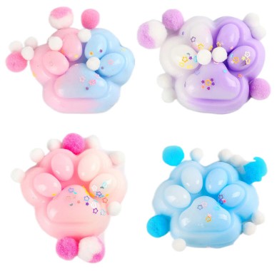 Игрушка-антистресс Jolly Jot 7×6 см, «Цветная кошачья лапка с помпонами», ассорти