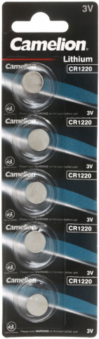 Батарейка литиевая дисковая Camelion Lithium CR1220, 3V, 5 шт.
