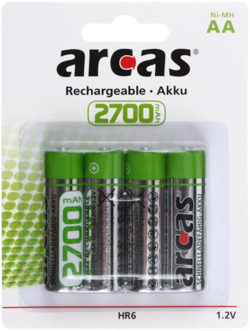 Аккумулятор Arcas , AA, 1.2V, 2700 mAh (4 шт. в упаковке)