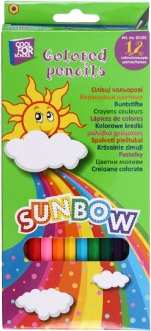 Карандаши цветные Sunbow, 12 цветов, длина 175 мм