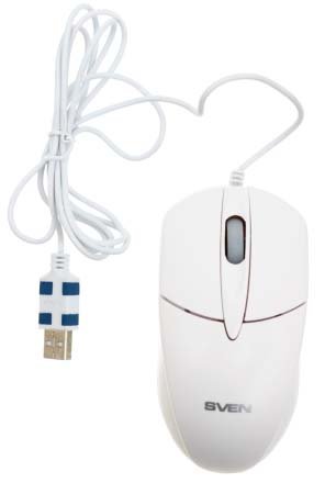 Мышь компьютерная Sven RX-112 , USB, проводная, белая