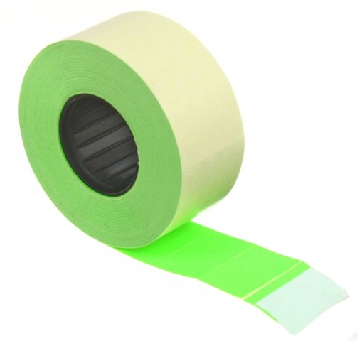 Этикет-лента двустрочная 26×16 мм, зеленая, намотка вовнутрь