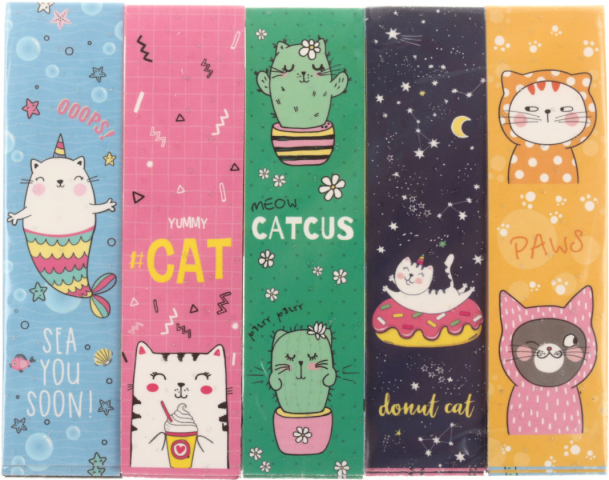 Закладки магнитные для книг ArtSpace 10 шт., 25×200 мм, Candy Cat