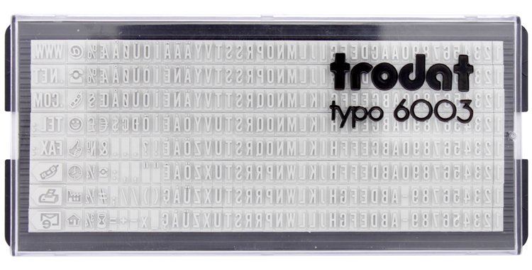 Касса символов для самонаборных штампов Trodat typo 6003 328 символов, высота 3 мм, шрифт латинский Касса символов для самонаборных штампов Trodat typo 6003 328 символов, высота 3 мм, шрифт латинский