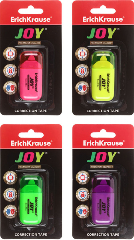 Корректирующий роллер ErichKrause Joy, размер ленты 5 мм*6 м, корпус ассорти Корректирующий роллер ErichKrause Joy, размер ленты 5 мм*6 м, корпус ассорти