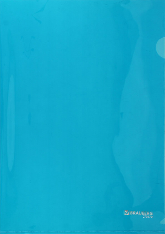 Папка-уголок пластиковая Brauberg Super А4+, толщина пластика 0,18 мм, синяя