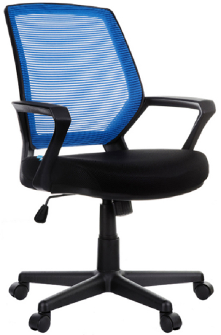 Кресло офисное Helmi HL-M02 Step, материал обивки – ткань-сетка на спинке синяя, сиденье из ткани TW чёрного цвета Кресло офисное Helmi HL-M02 Step, материал обивки – ткань-сетка на спинке синяя, сиденье из ткани TW чёрного цвета