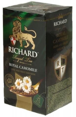 Чай Richard ароматизированный пакетированный, 37,5 г, 25 пакетиков, Royal Camomile, чайный напиток с ромашкой и кусочками яблок