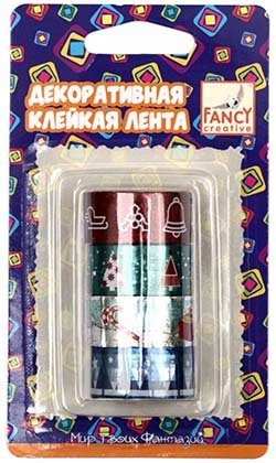 Декоративная клейкая лента Fancy Creative, 4 шт., 15 мм*3 м, «Новый год»