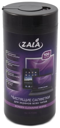Салфетки чистящие для экранов всех типов Zala, 100 шт., в тубе Салфетки чистящие для экранов всех типов Zala, 100 шт., в тубе
