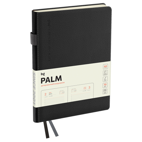 Ежедневник датированный на 2027 год BG Palm 145×210 мм, 176 л., графитовый Ежедневник датированный на 2027 год BG Palm 145×210 мм, 176 л., графитовый
