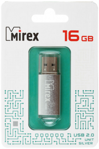 Флэш-накопитель Mirex Unit, 16Gb, корпус серебристый