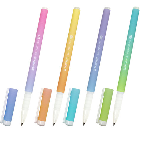 Ручка шариковая Brauberg Soft Touch Grip Grade Pastel, корпус ассорти, стержень синий