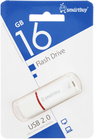 Флэш-накопитель SmartBuy Crown (2.0) 16 Gb, корпус белый