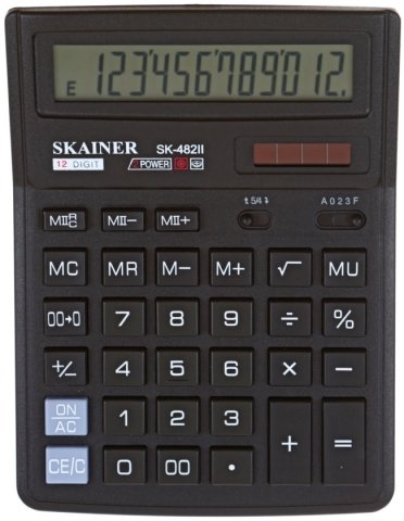 Калькулятор 12-разрядный Skainer SK-482II, черный