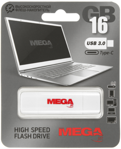 Флэш-накопитель ProMega Get Type-C, 16 Gb, корпус белый