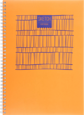 Тетрадь общая А4, 80 л. на гребне «Неоновый орнамент», 200*285 мм, клетка, оранжевая, «Дизайн-2»