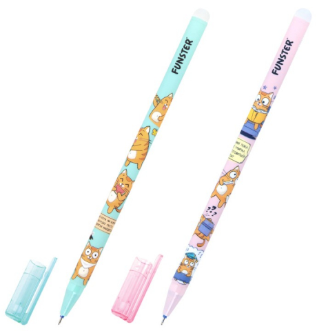 Ручка гелевая Funster «Пиши-стирай» «Кот-энтузиаст», корпус ассорти, стержень синий