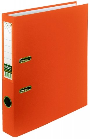 Папка-регистратор Index с односторонним ПВХ-покрытием, корешок 50 мм, разобранный, оранжевый