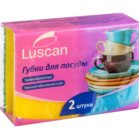 Губки для посуды Luscan 90×65×38 мм, 2 шт. Губки для посуды Luscan 90×65×38 мм, 2 шт.