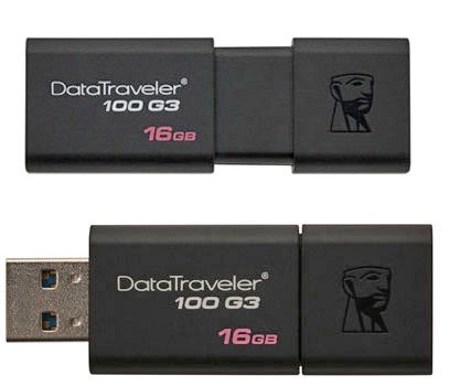 Флэш-накопитель Kingston Data Traveler 100G3, 16 Gb, корпус черный