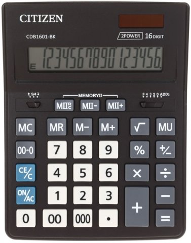 Калькулятор 16-разрядный Citizen CDB1601-BK, черный 