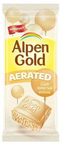 Шоколад Alpen Gold 75 г, Aerated, пористый белый шоколад
