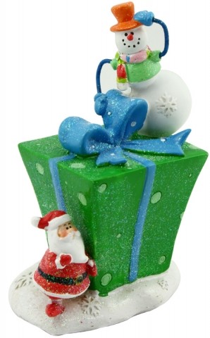Копилка сувенирная «Снеговик и Дед Мороз с подарком», 7,5*10*15 см