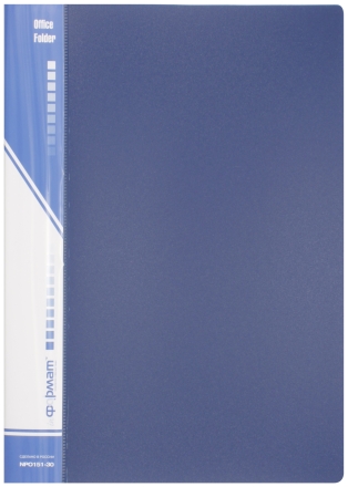 Папка пластиковая на 30 файлов inФормат, толщина пластика 0,5 мм, синяя