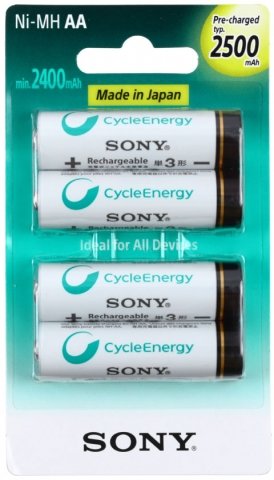 Аккумулятор Sony CycleEnergy, AA, 1.2V, 2500 mAh (4 шт. в упаковке)